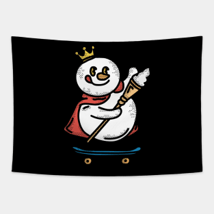 Snowman Skateboard Tapestry