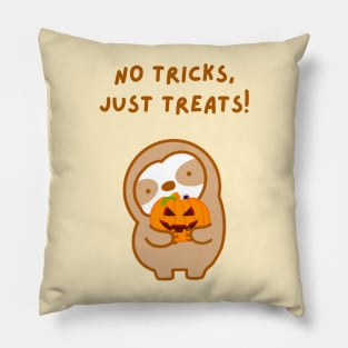 No Tricks Just Treats Halloween Sloth Pillow