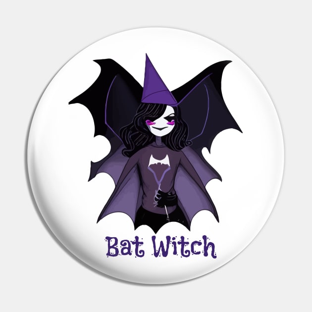 Halloween Bat Witch with Text Pin by MindGlowArt