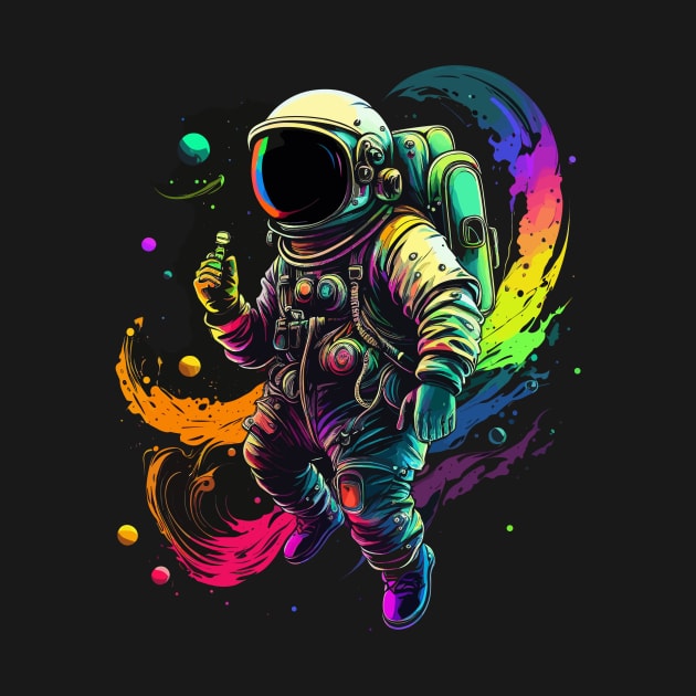 Astronaut in Space Colorful Vibrant Psychedelic by K3rst