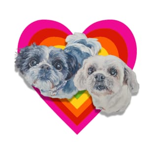 Super cute Shiz Tzus on a rainbow heart! T-Shirt