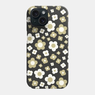 black and sage green groovy retro y2k 2000s big pastel flower power 1960s 60s 70s danish aesthetics coconut girl ditsy daisies Phone Case