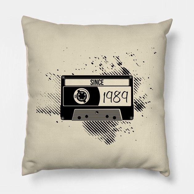 1989s Vintage, 89s Black Cassette Pillow by Degiab