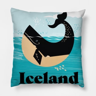 Icelnd whale travel poster. Pillow