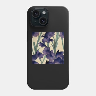 Dark Purple Iris Chiyogami Pattern Phone Case