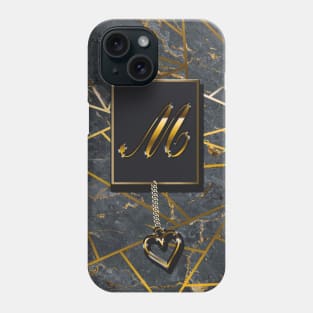 Marble Mosaic Golden Monogram M Phone Case