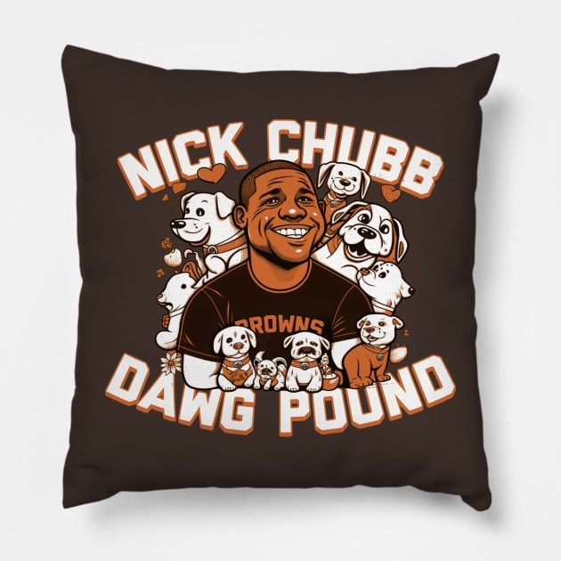 Nick Chubb Dawg Pound Pillow by mbloomstine