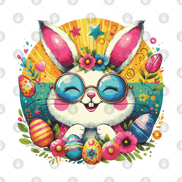 Happy Easter Groovy Retro Bunny by Heartsake