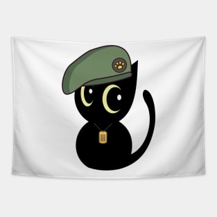 Green Beret Black Cat Tapestry