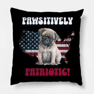 4th of July Independence Day Patriotic French Bulldog Funny Design for Dog Lovers Pillow