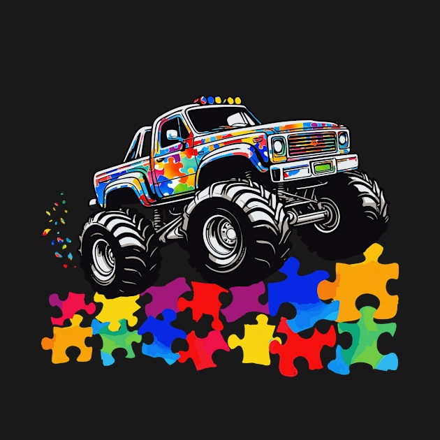 Kids Monster Truck Puzzles Cute Kids Autism Awareness by TopChoiceTees