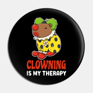 Clowning is my therapy cartoon Capybara Pin