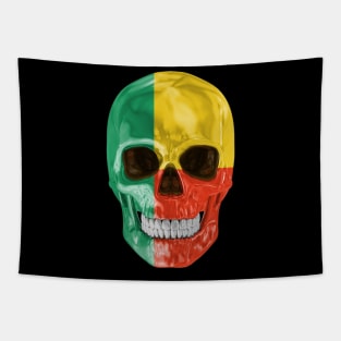 Benin Flag Skull - Gift for Beninese With Roots From Benin Tapestry