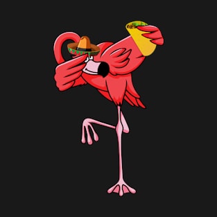 Dabbing Flamingo With Taco Funny Cinco De Mayo T-Shirt