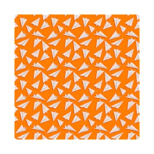 Paper Planes Pattern | White Orange T-Shirt