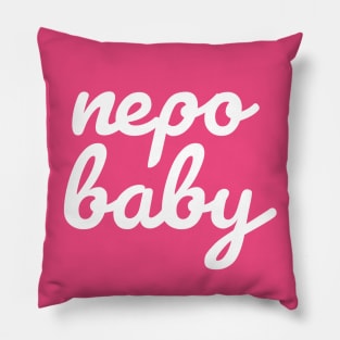 Nepo Baby White Cursive Typography Funny Pillow