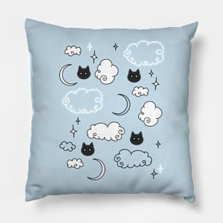 Cat Cloud Night Sky Pattern Pillow