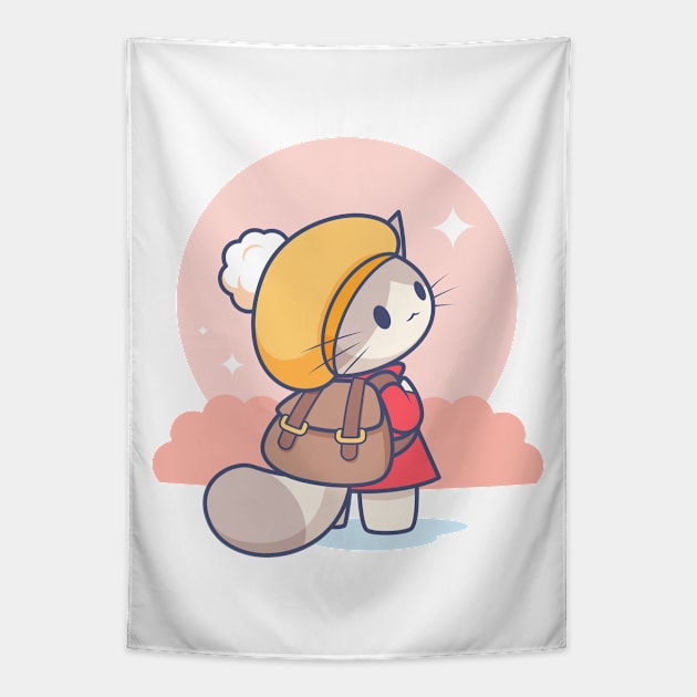 Cute Hat Cat Tapestry by Everything A Cat