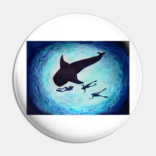 Whale shark and diver Pin