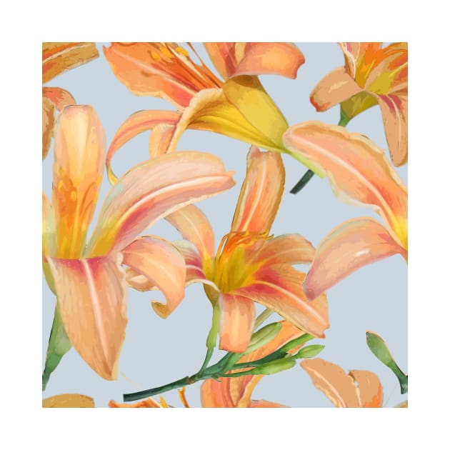 Tiger Lilies on Pale Blue by ArtticArlo