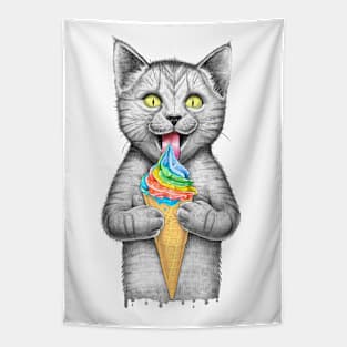 Сat with ice cream Tapestry