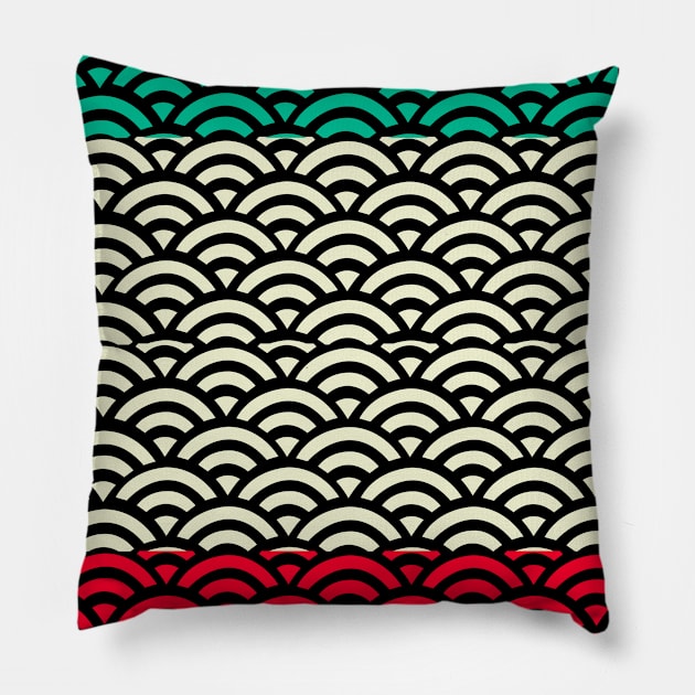 Retro Japanese Clouds Pattern RE:COLOR 24 Pillow by HCreatives