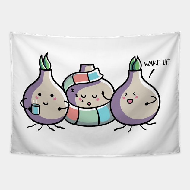 Kawaii Cute Spring Bulbs Tapestry by freeves