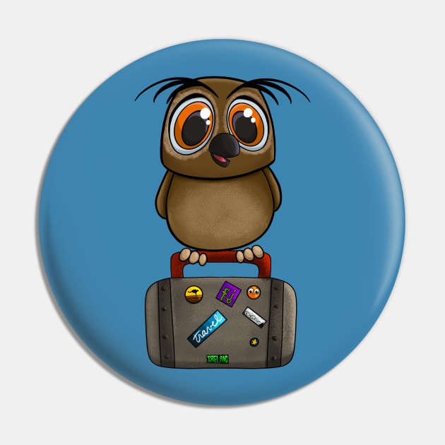 Happy Owl Ready to Travel and Go On a Trip Pin by Fun4theBrain