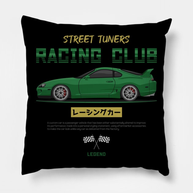 Racing Legend Green Supra mk4 JDM Pillow by GoldenTuners