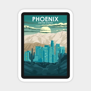 Phoenix Arizona United States Vintage Minimal Retro Travel Poster Magnet