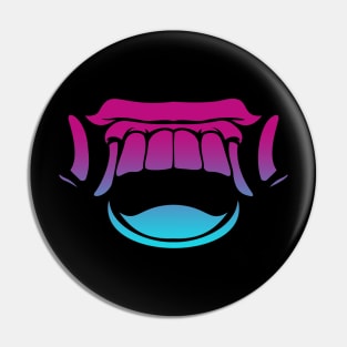 Bali Demon Mask Fangs Vaporwave Pin