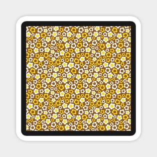 RETRO BROWN AND YELLOW FLORALS 60S SIXTIES BOHEMIAN FLOWERS Magnet