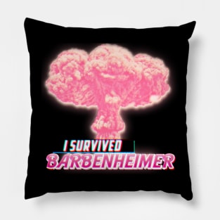 I survived Barbenheimer cloud pink Pillow