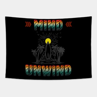 Mind Unwind Relaxing Beach & Surfing Design Tapestry