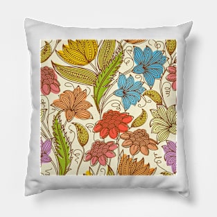 Colorful floral outline pattern Pillow