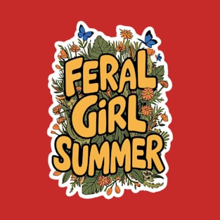 Feral Girl Summer Wild Flower Design T-Shirt