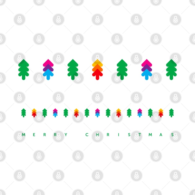 Merry Christmas with colorful fir trees, version one by kindsouldesign