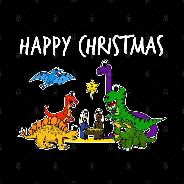 Christmas Dinosaur Nativity Jesus Funny Christian Humor by doodlerob