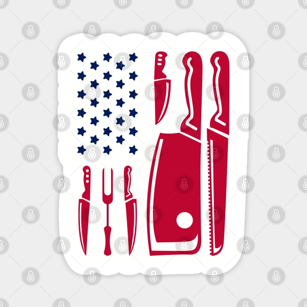 Grill Flag Knives USA Patriotic BBQ Steak Squad Magnet by Anticorporati