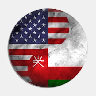 USA and Oman Dual Flag Yin Yang Combination Pin