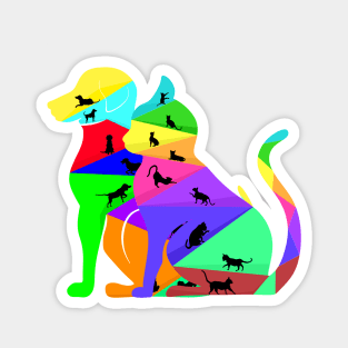 Colorful cute small puppies and kittens Magnet