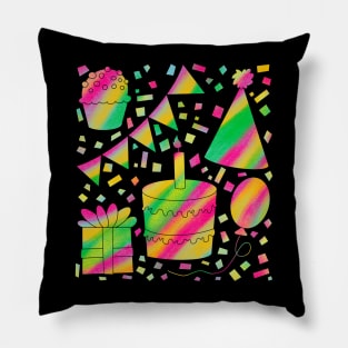 Rainbow Birthday Part Design With Black Pillow