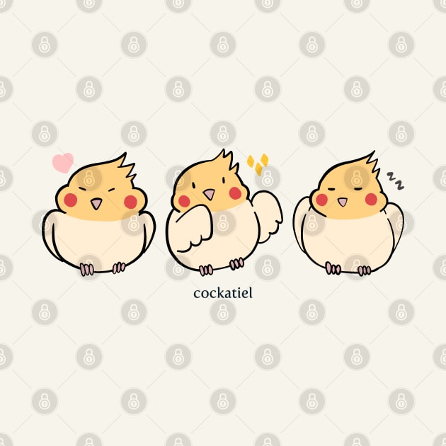 Cute Cockatiel Drawing Pattern Design by MariOyama