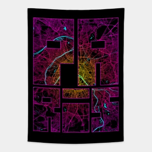 Paris, France City Map Typography - Neon Tapestry