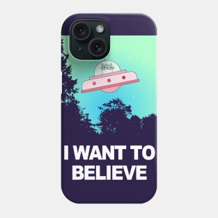 I Want To Believe Alien UFO Area 51 SciFi Cat Meme 1990s Phone Case