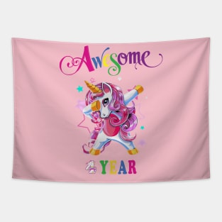 4th Birthday Unicorn Tapestry