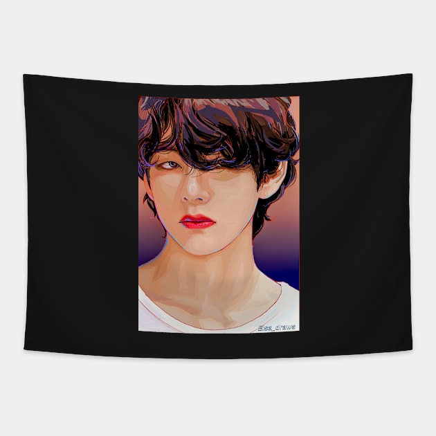 Red Lips Tapestry by Elsa-draws