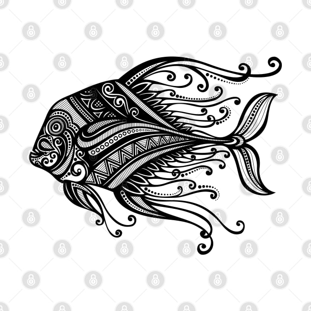 Black and White Print of Exotic Fish by lissantee