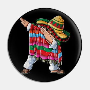 Dabbing Mexican Poncho Cinco de Mayo Boys Men Short Sleeve Sombrero Dab 2024 Pin