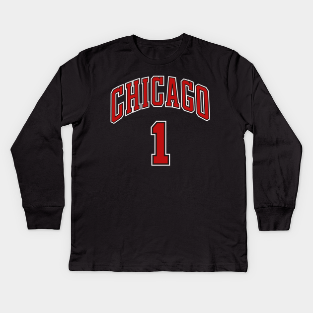 Derrick Rose Jersey Chicago Bulls 1 White Or Black Away Nba Regular Season Chicago Bulls Kids Long Sleeve T Shirt Teepublic